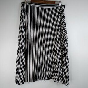 Rachel Zoe Black and White Striped Pleated Skirt Size M